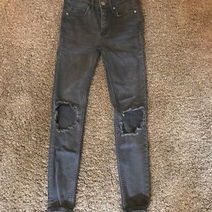 Free People High Rise Busted Knee Skinny Jeans
